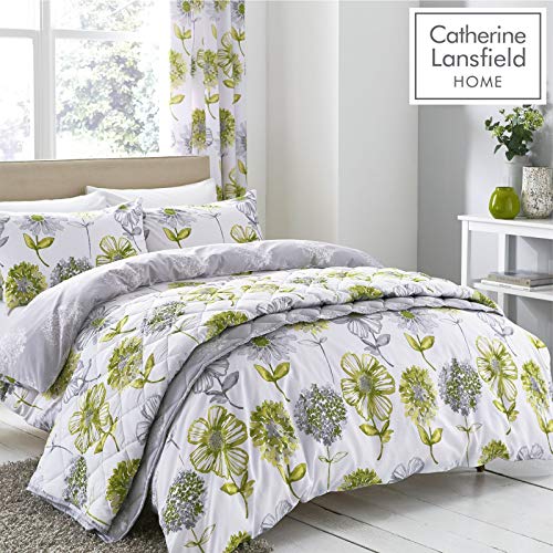 Catherine Lansfield Colcha Banbury Floral, Color Azul, Verde, Juego de Cama Individual