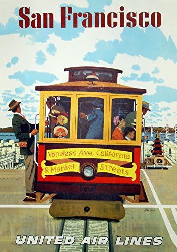 Vintage Travel San Francisco Tram Print. Many Sizes Available. Available Framed.