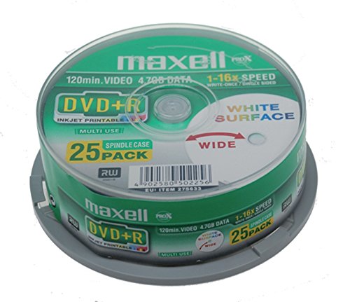 Maxell DVD+R Rohlinge (16x Speed, 4,7GB, 120 Min, 25er Spindel)