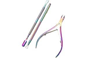 Yolistar Nagelhautzange und Nagelhautschieber Maniküre Werkzeuge einstellen für Tote Haut, Dauerhaft Maniküre-Werkzeuge und Nagelhautschneider, Rostfreier Stahl 3er Set