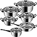 Produktbild TecTake Edelstahl Kochtopf Set 12-teilig mit Glasdeckel