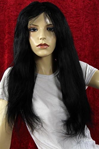 Qubeat Wig length 61 cm women long black real-hair Middle parting