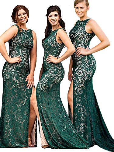 Ever-Pretty Vestidos de Fiesta Sexy con Cuello en V Espalda Larga Cola de Caballo Bodycon Verde Oscuro 38EU