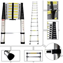 Todeco - Echelle Telescopique, Échelle Pliable - Charge maximale: 150 kg - Matériau: Alliage en aluminium - 3,8 mètre(s), EN 131