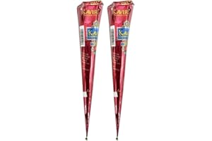 AARNAV Fresh Kaveri Mehndi Cones Dark Brown Henna Maroon Mahendi Cones All Natural Body Art Organic Henna Mahendi Cones Temporary Tattoo (2 Cones)