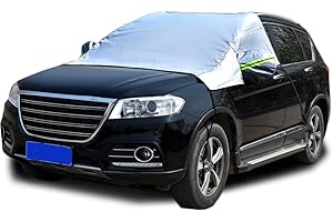 Konnfeir Windshield Cover Half Car Cover Sunshade Cover Car Body Cover Waterproof Dustproof UV Resistant Snow Cover Universal 210D Oxford Fabric (210D-MPV/SUV)