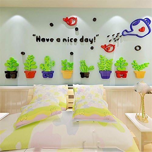 Wall Stickers Acrylic Flowerpots 3D Cubes Children Wall Stickers Kindergarten Classroom Wall Decorative Wall Stickers Living Room Corridor Wall Stickers Self Adhesive Wall Stickers,A1,180*86.1Cm