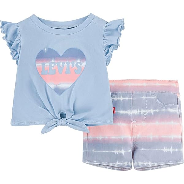 T-shirt Levi's à Manches Courtes Pour Bébé Fille - 100% Coton - Imprimé Graphique - Volants