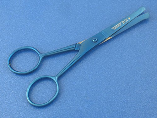 Bartschere BLUE TITANIUM Schnurrbart-Schere Nasenhaarschere mit Mikroverzahnung - 4