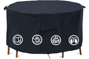 LATKRUU Garden Furniture Covers Waterproof, Garden Table Cover Round Patio Furniture Table Covers Outdoor Round Table Cover Patio Set Cover Protection Windproof Anti-UV Circular (Ø130x70cm)