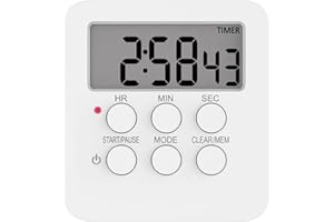 TONJIN Magnetic Kitchen Digital Timer Clock Alarm with Mute/Loud Alarm Switch,3 in 1 Multifunctional 24H Count UP/Down Timer,LCD Display Memory Function White