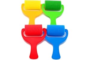 Ogquaton 4pcs éponge pinceau rouleau de peinture enfant art artisanat peinture outil couleur aléatoire durable et utile
