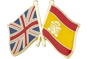 PANDA LOCO Pin de solapa esmaltado con bandera de la amistad del Reino Unido Union Jack y España
