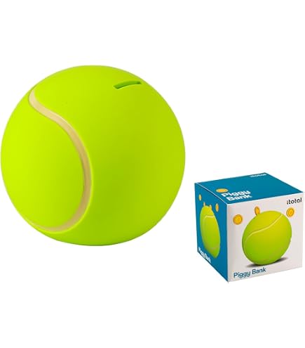 Tirelire Balle De Tennis HMF 48910 Avec Clé - Diamètre 10 Cm Jaune, Modèle Robuste Fabriqué En Allemagne