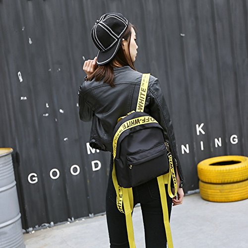 Preisvergleich Produktbild Weiblicher Beutelrucksack Offwhite Beiläufige Umhängetasche Weiblicher Druckbeutel , schwarz