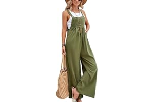Coloody Combinaisons Femme Été sans Manches à Bretelles Spaghetti Pantalon Long pour Fille Femme Rompers Playsuit avec Poches