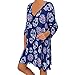 Produktbild Malloom-Bekleidung Damen Plue Größe Lose Print Langarm V-Ansatz Mini Länge Kleid Langärmliges, Bedrucktes, Weites Kleid Mit V-Ansatz