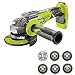 Produktbild Ryobi Brushless Akku-Winkelschleifer ONE+ 18 V R18AG7-0 inklusive 6 teiliges Trennscheiben-Set, Zusatzhandgriff 3 Positionen, bürstenlos, Bohrungs-Ø: 22 mm, Scheiben-Ø: 125 mm, 11.000 min-1 ohne Akku
