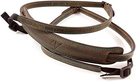 4V Design Lusso Tuscany Leather Slim Handmade Washed Leather Camera Strap w/Universal Fit Kit, Green/Cyan (2SP01BWW2830)