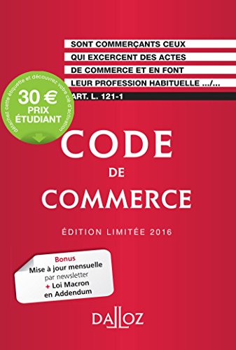 Télécharger Code de commerce 2016. Édition limitée - 111e éd. PDF Ebook En Ligne