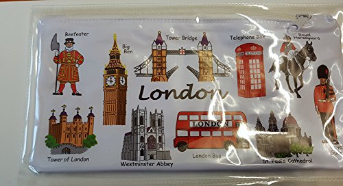  1 Bestselling All In One School Kit - London Souvenir - Pen   Pencil Case  Sharpener  Eraser   Rubber  Ruler  inches cm  - Trousse   Federmappchen   Caja de Lapices   Astuccio - White - EVERYTHING LONDON - Black Cab   Red Phone Box   London Bus   Royal Guard   Beefeater   Tower of London   Big Ben   Westminster Abbey   Tower Bridge   St Paul s Cathedral - Top Quality Product