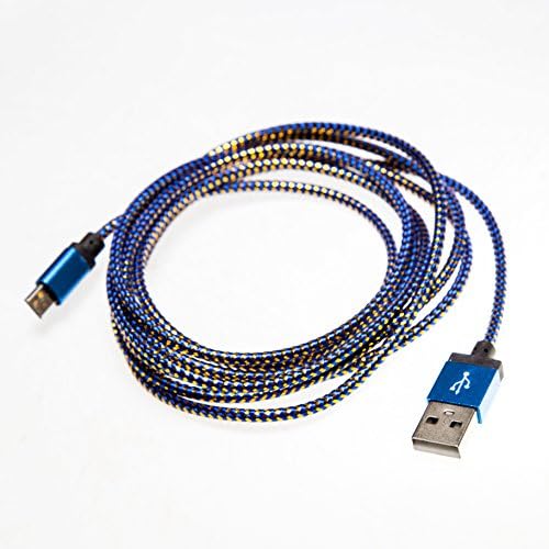 Micro USB Cable, 2m/6ft Long Premium Nylon Braided USB to Micro USB C Cord Android Charger Cable Lead (Blue/Gold)