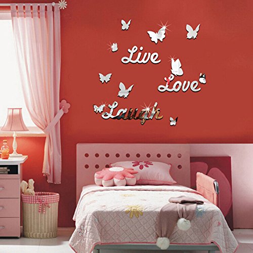 Live Love Laugh Schmetterling 3D Spiegel Wandaufkleber Wandtattoos Aufkleber Wandsticker Startseite - 2