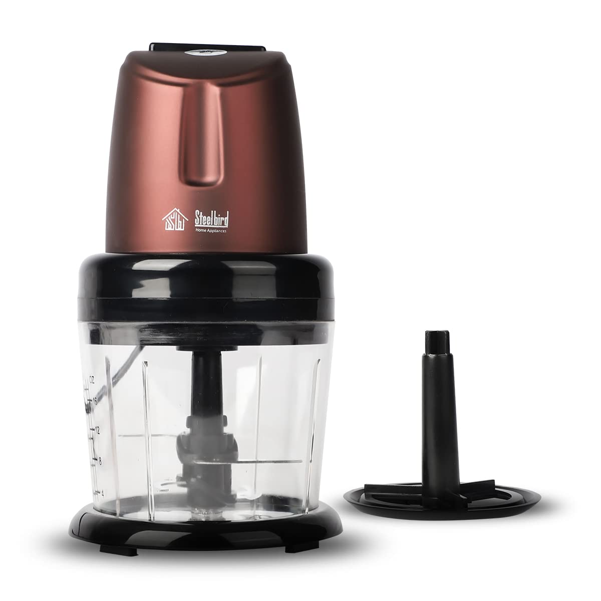 Steelbird Huracan - 300 Watts Electric Chopper with Copper Motor, Chop, Mince, Puree, Whisk, 800 ml Capacity, One Touch Operation (Maroon) | one year warranty |