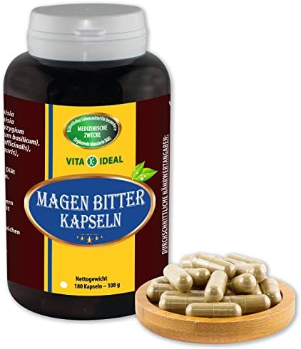 Stomach Bitter 180 Capsules each 500mg Pure Powder Mugwort Wormwood, Clove, Basil, Rosemary, Thyme Petal
