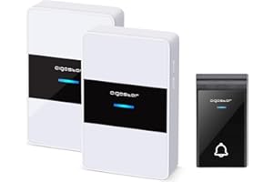 Aigostar Wireless Doorbell Waterproof Door Bell 2 Battery Operated Receivers 150M Range 36 Ring Bell 3 Volume Levels Door Bells with Blue Light Indicator for Home Garden Hard of Hearing Panda Series
