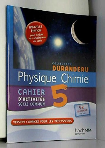 Physique Chimie 5e Cahier Dactivités Socle Commun - 
