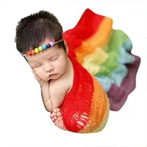 Babymoon Baby's Photography Props Stretch Without Wrinkle, Blanket Swaddle Wrap (Multicolor) (255.0mm L X 219.0mm W)