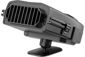 GBOKYN Riscaldatore per auto, girevole a 360°, ventola portatile da 12 V, 150 W, 2 in 1, funzione di raffreddamento e sbrinamento rapido, ventilatore elettrico con presa accendisigari (nero)