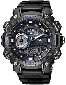 Q&Q GW87J003Y 10 Bar Multifunktionale digitale Sportuhr mit schwarzem Band