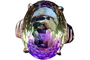 DUOVEKT Natural colorido Ametrino cuarzo anillo joyería para mujer hombres curación anillo de cristal 12x16mm perlas cuarzo facetado ábaco piedra preciosa AAAAA