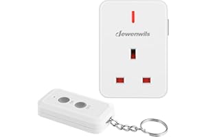 DEWENWILS Remote Control Sockets, 30m/100FT Control Range, Compact Size, 13A/3120W Programmable Heavy Duty Wireless Light Switch with Keyring, CE&RoHS Listed, 1 Remote and 1 Socket