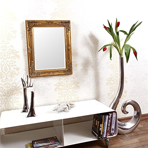 FACETTENSPIEGEL mit BAROCK HOLZRAHMEN 37x47cm von XTRADEFACTORY Wandspiegel Antik-Look gold - 4