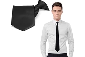 Lansonee Black Men Plain Satin Plain Black Clip On Tie Funeral Business