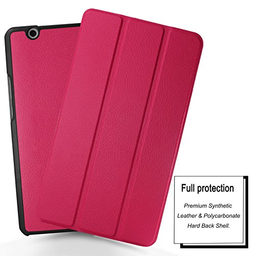 Huawei MediaPad M3 8.4 Hülle, Infiland Ultra Dünn Tri-Fold Smart-Muschel PU Leder Ultra Schlank Superleicht Ständer Smart Shell Cover Schutzhülle Etui Tasche für Huawei MediaPad M3 8.4 Tablet-PC (mit Auto Schlaf / Wach Funktion)(Magenta) - 2