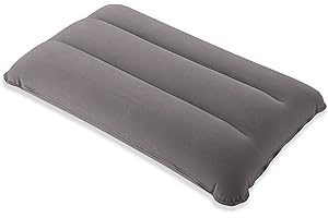 Idocolors Almohadas de Camping Hinchables Gris Flocada Almohada de Viaje Cojín de Aire Plegable para Acampada, Senderismo, Automóvil, Oficina, Avión