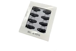 SHOES LANE ASSORTED SNAG FREE SAFETY PINS HIJAB CLIPS SCARF PIN BROOCH (Design 1 Black (8pc))