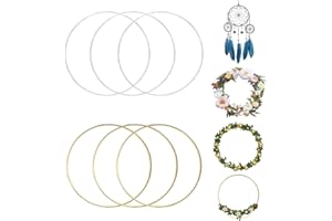 YZDZSW Metal Floral Hoop Wreat, 6 PCS Metal Floral Hoop Centerpiece, 20cm Metal Wreath Ring for Christmas Dream Catcher Wedding Wall Hanging Crafts(Gold Silver)