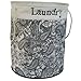 Price comparison product image JVL Round Fabric Laundry Bag (Black with Cream Floral)