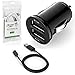 Price comparison product image GadgetBoy Micro USB mini Car Charger and Charging Cable kit Fast Low Profile Compact 2.1A Dual Port USB Car Charger and USB Sync Data Charging Cable for Samsung Galaxy S7, S6, Note 6 5 4 Edge, LG G4, Motorola Moto X, HTC One M9, Google Nexus, Nokia Smartphones 1.2M / 1.2 meter / 4ft - Black