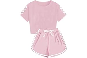 XINYUNZU Kinder Kleidung Kinderkleidung Anzug Set Trainingsanzug Tshirt mit Shorts Sommer Casual Klamotten Bekleidungssets für Mädchen und Jungen 5-14 Jahre