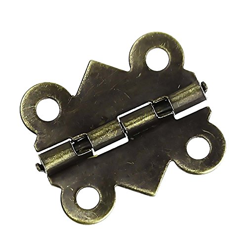 100 Scharniere für Boxen, Schatullen, Kästchen uvm. 2 x 1,7 cm, antik messing