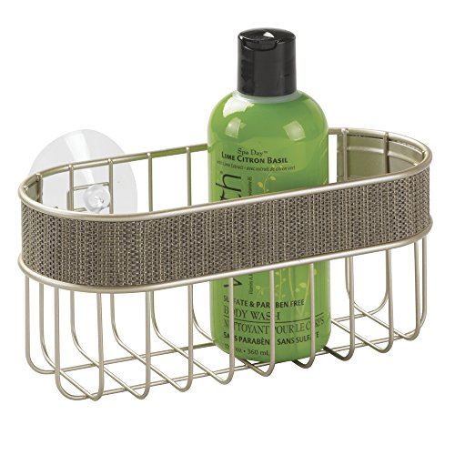 InterDesign 44188EU Twillo Duschkorb mit Saugnapf für das Bad für Shampoo, Conditioner, Seife – Perlmuttchampagnerfarben Metall Pearl Champagne 22,86 x 11,43 x 12,70 cm - 2