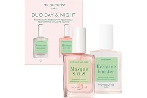 Manucurist Duo Jour & Nuit – Routine pour Ongles Mous ou Abîmés – Kit Ongles : 1 Sérum Fortifiant Kératine Végétale, 1 Masque de Nuit pour Ongles – Soin Express des Ongles – Réparation Intense – Vegan