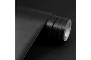 HJYODY Rotolo di carta da regalo opaca nera, 43 cm x 12 m, tinta unita, perlata - carta lucida per decorazioni regalo per matrimoni, compleanni, baby shower, feste, festival