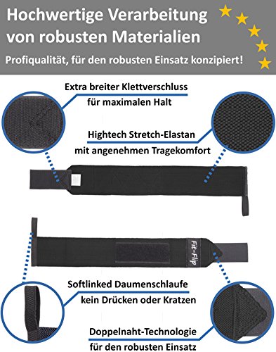 3er-Set | 2x Profi Handgelenk Bandagen + inkl. 1x Spothandtuch | Wrist Wraps in 9 Farben, Handgelenkstütze in Premium Qualität für den robusten Einsatz für Kraftsport und Bodybuilding - 2